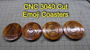 CNC 3040 Cut Hand Drawn Emoji Coasters From a Pallet