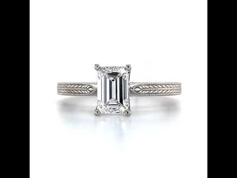 Emerald / Radiant Vintage-Style Cathedral Engagement Ring ring video