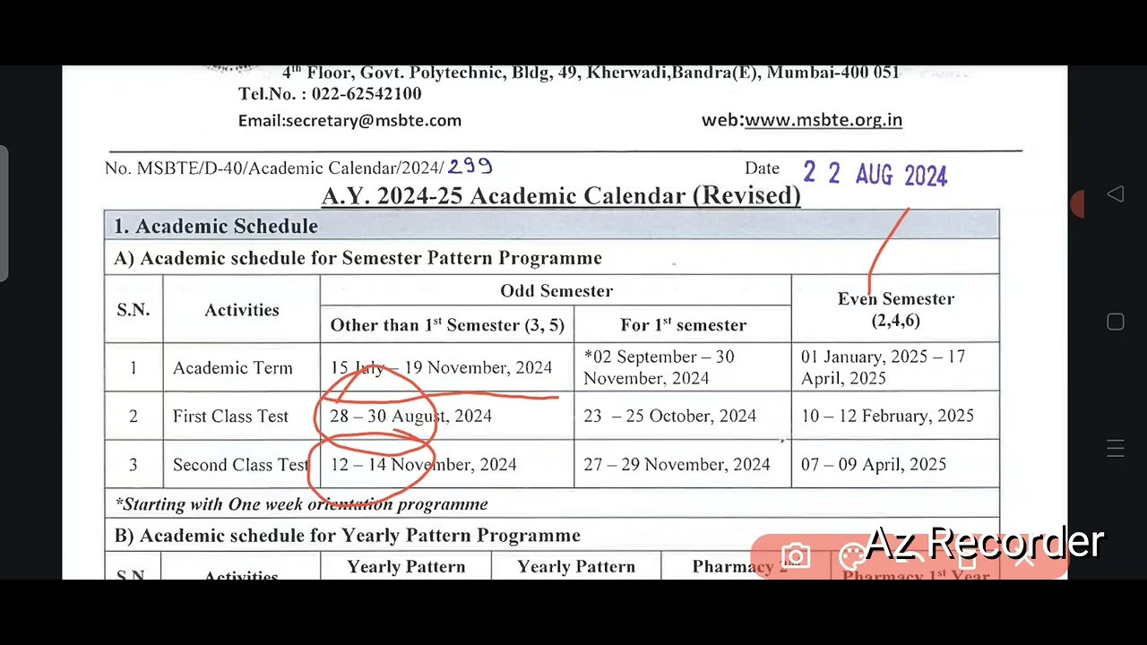 MSBTE Academic Calendar 2024 25 For Second Third Year Student YouTube MSBTE Academic Calendar 2024 25 For Second Third Year Student YouTube