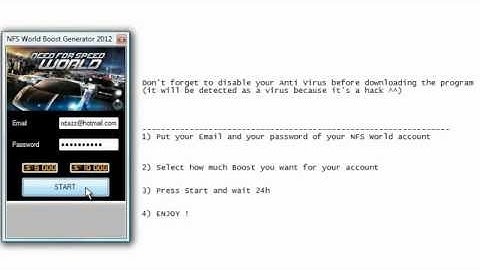 NFS World Boost Hack 2012 *FREE DOWNLOAD*