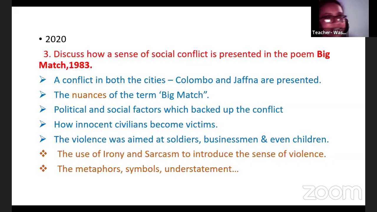 Grade 10/11 English Literature -Big Match 1983