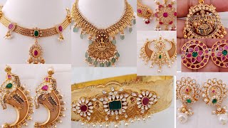 92.5 silver jewellery 22k gold coating Ramala collections necklace,vadanam and earrings desgins