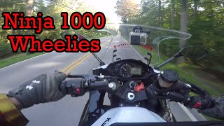 Ninja 1000 Wheelies Dressed as Iron Man!! With my old bike...