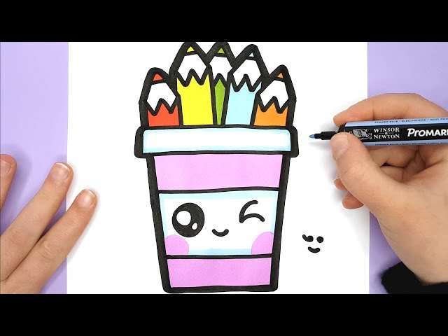 How to Draw a CUTE PENCIL POT - EASY - HAPPY DRAWINGS - YouTube