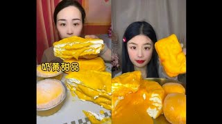 Yellow Custard Crepe Cake, Mochi and Crepe Towel Roll | Soft Creamy Sound | Chinese eating sound