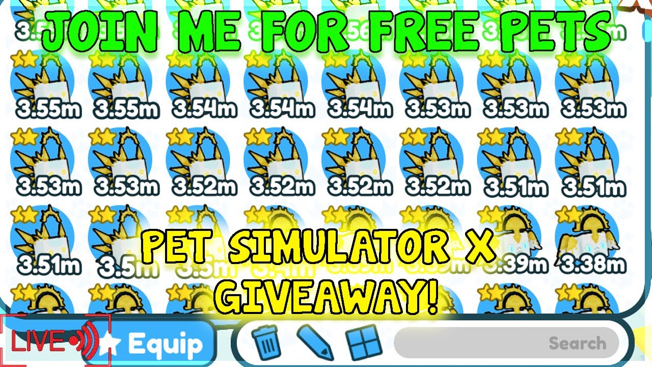 LIVE! 🔴 PET SIMULATOR X FREE PETS GIVEAWAY!⚙️Join me in-game for free pets!