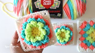 Granny Square Yarn 3D Crochet Flower