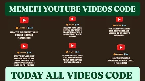 Memefi all video codes today 31 October | Memefi youtube video code I memefi video code today |