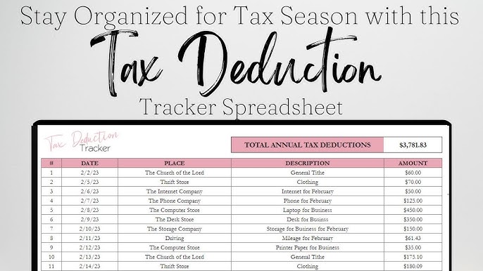 tax-deduction-template-excel-spreadsheet-tax-deductions-tracker-google-sheets-income-tax-taxes-youtube for Free Printable Itemized Deductions Worksheet Tax Deduction Template Excel Spreadsheet, Tax Deductions Tracker Google Sheets, Income Tax, Taxes - YouTube for Free Printable Itemized Deductions Worksheet