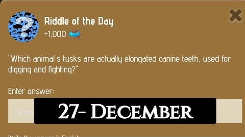 Riddle Of The Day Zoo 27 December | riddle of the day code answer today