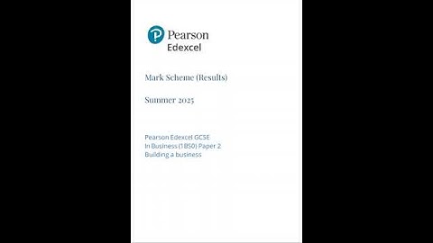 Pearson EDEXCEL GCSE Business Paper 2 2025 Mark Scheme