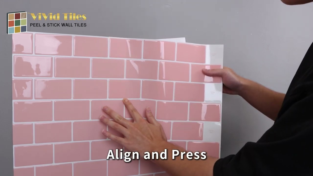 Peel and Stick Pink Subway Vinyl Tile from Vivid Tiles