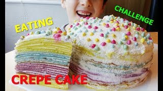 Funny eating asmr crepe cake challenge ...