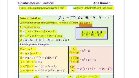 Factorial Notation Examples and Combinatorics Exam Practice Anil Kumar GCSE AP Pre Calculus IBSL