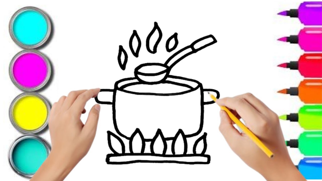 How To Draw cute Kitchen item Drawing, Painting & Coloring For Kids and Toddlers_ Child Art 🐋🌈🎨