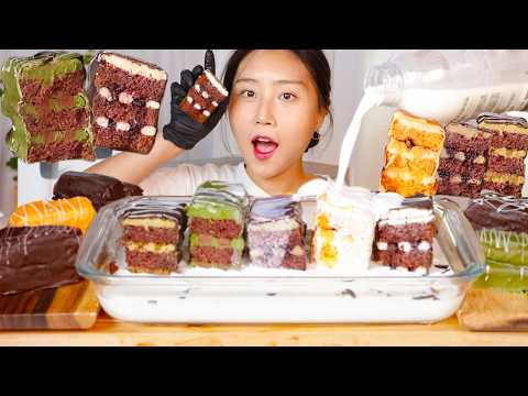 MUKBANG) 벽돌케이크 우유 말먹🥛 올릴까 말까 고민한 영상...😭 디저트 빵 먹방 Dessert cake asmr eating