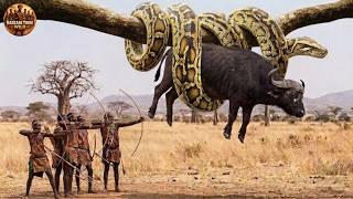 Ancient Hadzabe Tribe Hunting a Massive Python in African Wilderness | Hadzabe Tribe Hunting