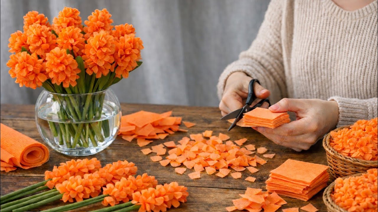 DIY crepe paper Flower Ideas | How to Make Flowers With crepe paper| Easy crepe paper Crafts