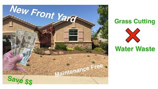 Diy Front Yard Landscape Makeover - Replace Lawn With Rock