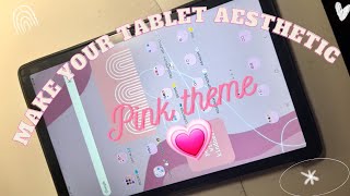 Samsung galaxy tab A8 aesthetic customization, pink theme 💕 | Android screenshot 4