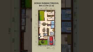 Denah Rumah 8x17 1 Lantai Modern Minimalis #shorts #desainrumah Denah Rumah 8x17 1 Lantai Modern Minimalis #shorts #desainrumah