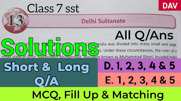 DAV Class 7 sst chapter 13 Delhi Sultanate - all questions