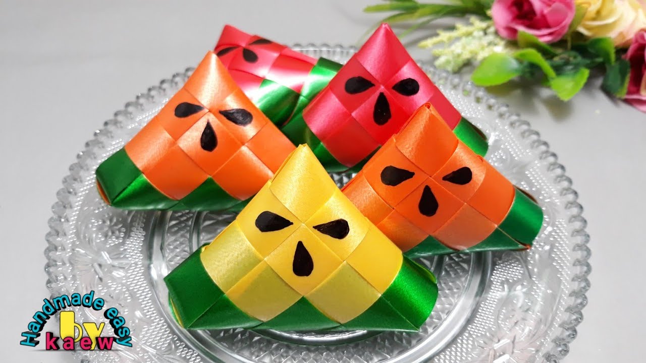 พับเหรียญโปรยทาน Ep.95 ชิ้นแตงโม(2)สวยๆ + เทคนิคการวาดเม็ดแตงให้สวยง่ายๆ /Handmade easy by kaew