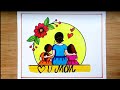 How to draw beautiful mothers day drawing  happy mothers day drawing mom and daughter drawing