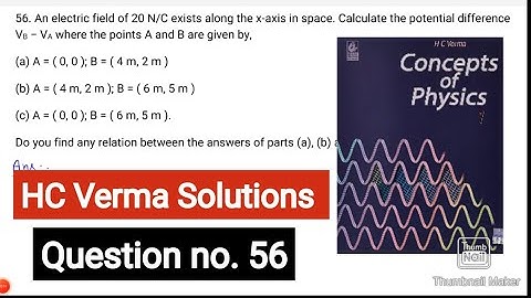 An electric field of 20 N C −1 exists along the x-axis in space. Calculate the potential difference