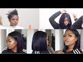 DIY| Clip On Plum black Bob &amp; Blending With My Short Hair