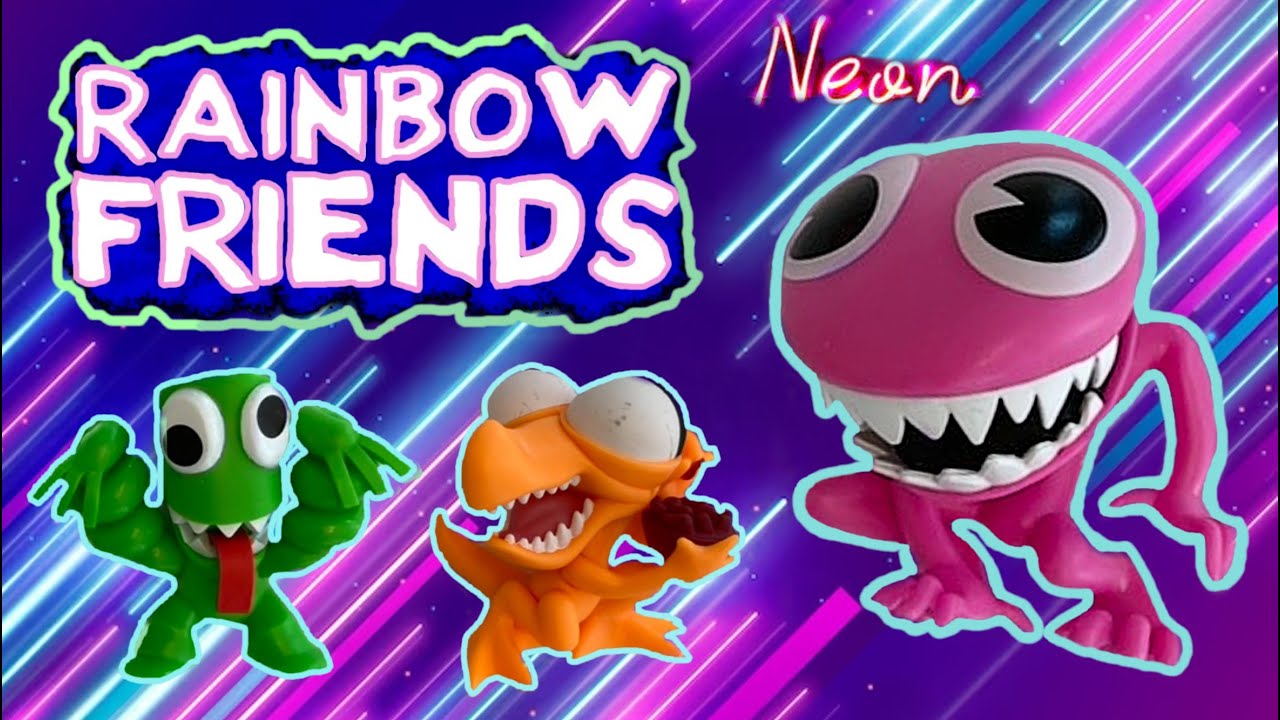 Rainbow Friends Purple, Orange, Green & Blue Figure 4-Pack (Neon