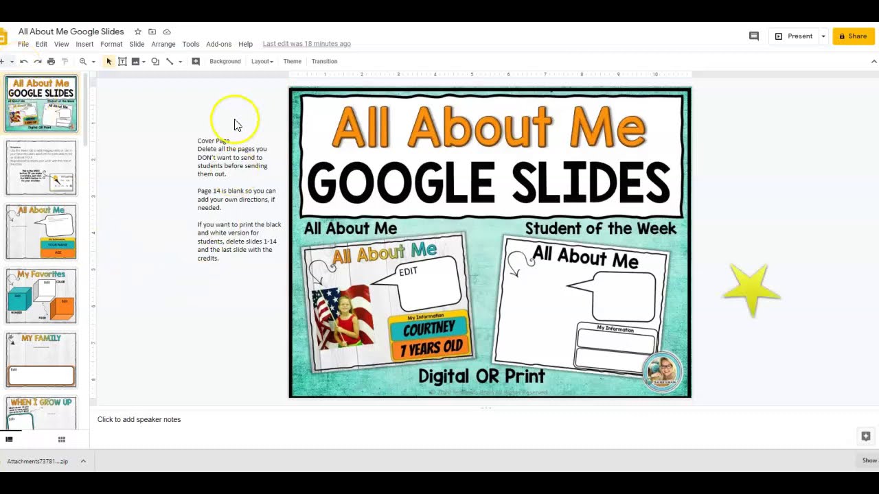 all about me google slides assignment high school