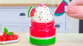 Amazing Rainbow Fresh Miniature Watermelon Jelly 🍉 🌈 How To Make Miniature Rainbow Ice Cream Jello🍧