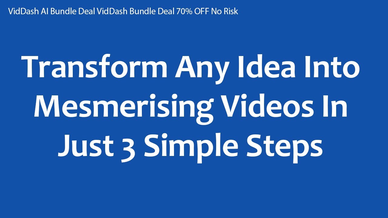 VidDash AI Bundle Deal VidDash Bundle Deal 70% OFF No Risk - YouTube