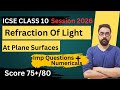 Refraction of Light Class 10 ICSE Numericals | Plane Surfaces Important Questions