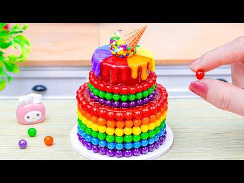 Colorful Rainbow Cake Recipe🌈Satisfying Miniature Rainbow Icecream Cake by Lotus Cakes