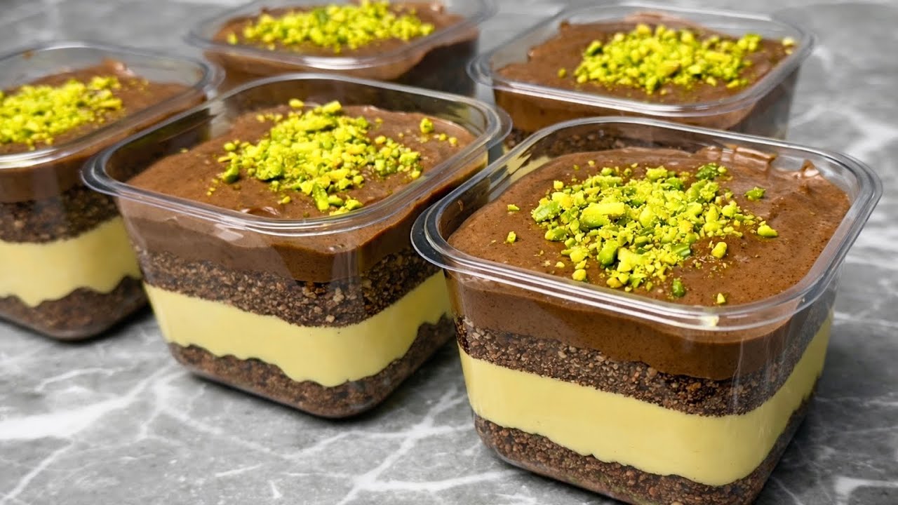 حلى بارد لرمضان🌙 سهل وسريع ولذيذ جاهز في خمس دقائق🍨