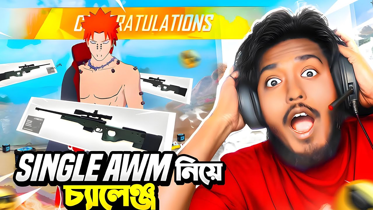 Bunny444 কে নিয়ে গ্র্যান্ডমাস্টার লবিতে Single AWM চ্যালেঞ্জ🤯Itz Kabbo Free Fire❤️🔥