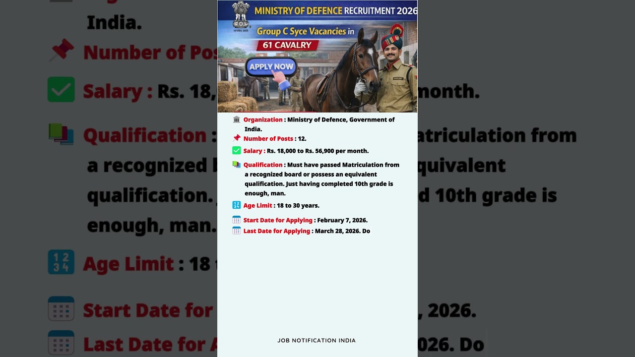 Ministry of Defence Group C Syce Recruitment 2026