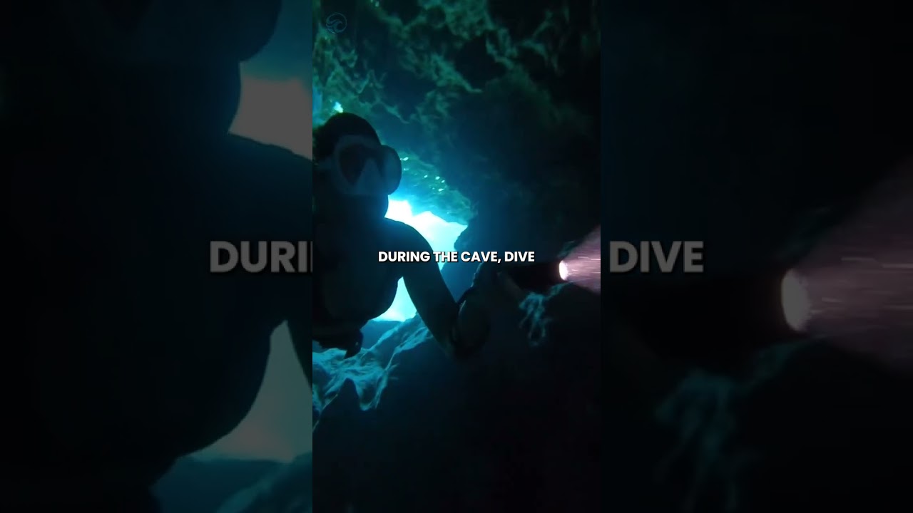 Swimming through a narrow cave 