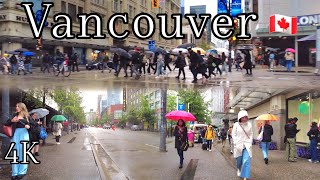 [4K] 🇨🇦 🌧  Downtown Vancouver Walking Tour |   May 24 2024