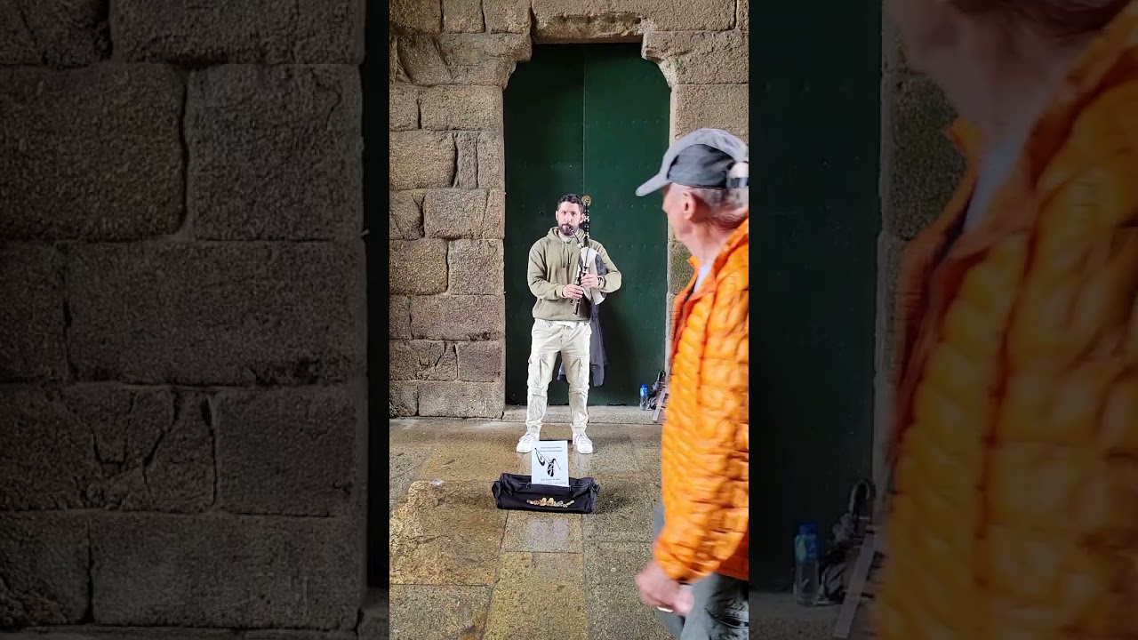 Santiago De Compostela Spain Bagpipe Player