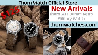 ★New Arrivals★THORN A11 36mm Stainless steel Retro Military Men Watch