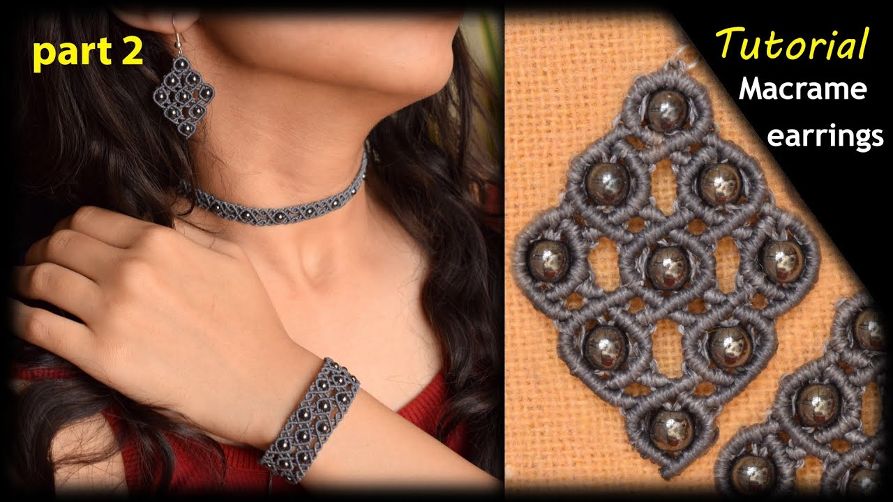 Macrame Tutorial | Macrame earrings| Macrame Jewelry Set | Make earrings