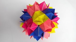 картинка: Кусудама цветочная оригами, Kusudama Flower Origami. в плей листь модульне оригами