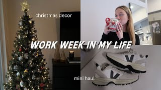 work week in my life: 95 job, christmas decor, nuuly haul + spotify wrapped | maddie cidlik