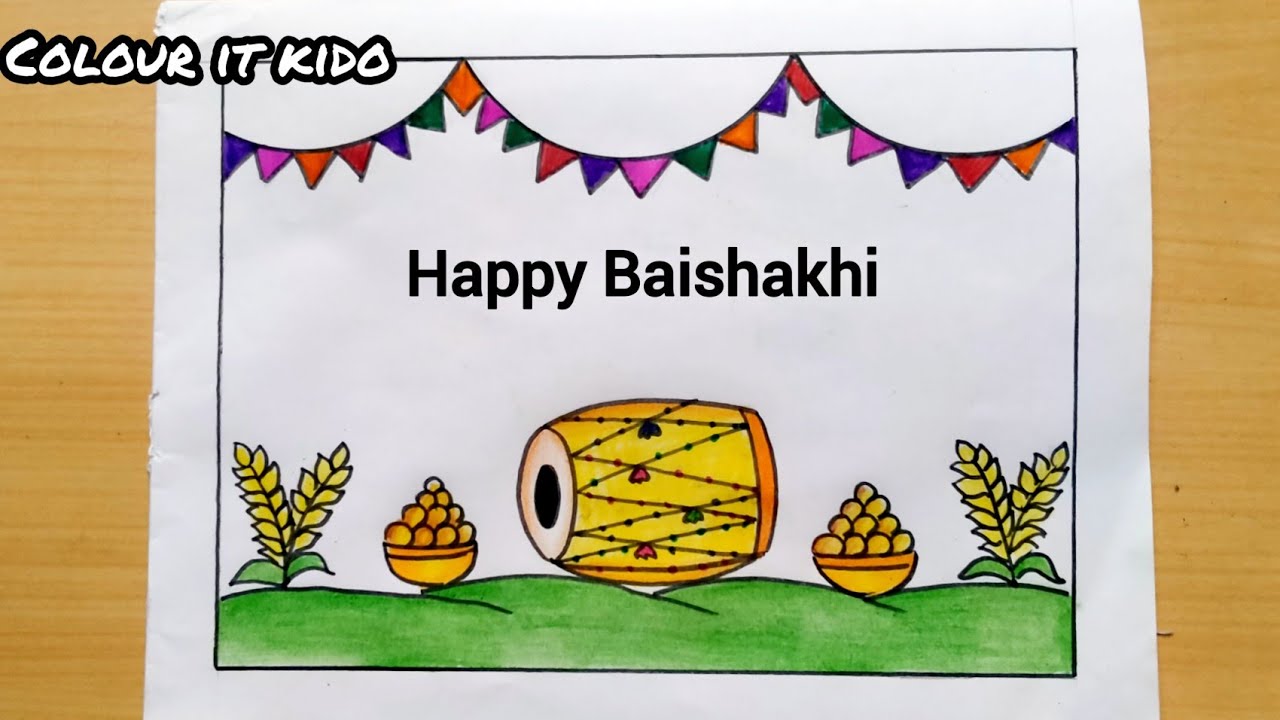 Baisakhi Drawing Easy How to Draw Baisakhi Festival Poster Easy step