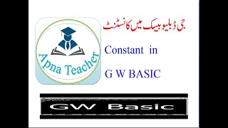 Famous Constant in G W BASIC Lec # 12 Net Worth