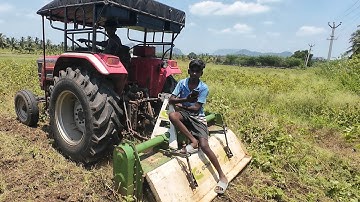 Mahindra Arjun novo 605 S tractor goes to rotavator working on try soil land cotton plants plough
