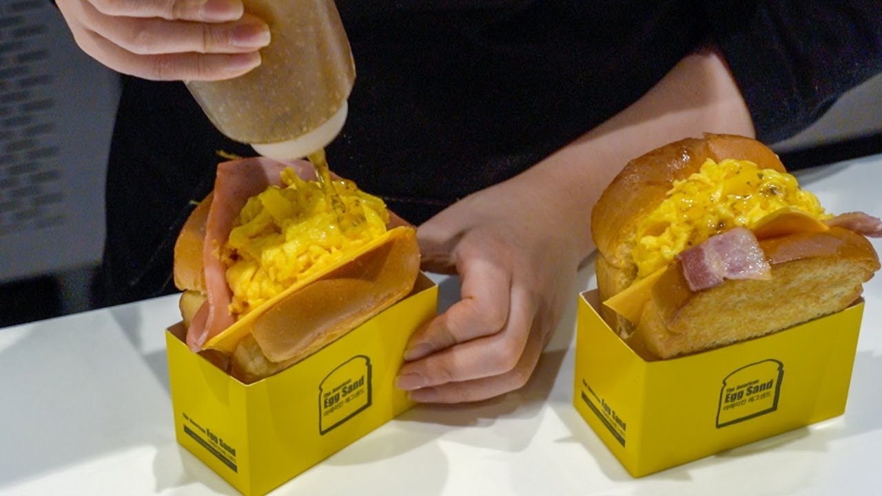 폭신폭신 계란폭탄 햄치즈 샌드위치 Hamcheese sandwich / Korean street food YouTube